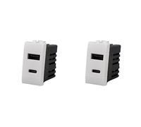 2 cargadores USB empotrados 1 módulo, USB-A QC 3.0 + USB-C PD 20 W, carga rápida 5 V 9 V 12 V, compatible con Bticino Living Light, color blanco, serie MBL