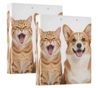 2 carpetas de 3 anillos de 1 y 1/2 pulgada con bolsillos, 1/2 paquete de carpetas para tamaño carta (11 x 8.5 pulgadas), 200 hojas - Divertidas hojas de boca abierta para gatos y perros