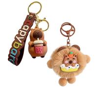 2 Carpincho Muñeca Llaveros, Lindo De La Historieta De Llaveros De Moda, Equipaje, Accesorios, Regalos para Amigos Y Colegas.