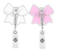 2 carretes de acrílico retráctiles para tarjetas de nombre, lazos para insignias, llavero para llavero con nombre