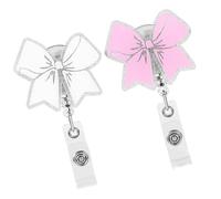 2 carretes retráctiles para insignia, llavero retráctil, fácil de usar, soporte para tarjetas de nombre, suministros escolares de oficina