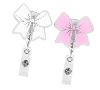 2 carretes retráctiles para llavero, carrete de acrílico, carretes de insignia, lazos para tarjetas de nombre, soporte para tarjetas de identificación para oficina y escuela