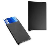 2 carteras automáticas ultrafinas con bloqueo RFID para tarjetas de crédito para hombres y mujeres, diseño ligero y elegante, bolsillo frontal perfecto, color negro para proteger tu privacidad y