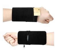 2 Carteras de Muñequeras de Bolsillo Monedero de Muñeca Deportivo Negro Cartera de Pulsera con Cremallera Bolsa de Muñeca de Teléfono Celular para Correr, Ciclismo y Deporte al Aire Libre