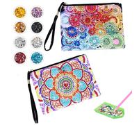 2 carteras de pintura de diamantes, regalos para niñas, 5D, bolso de mano de pintura de diamantes, regalos para niñas, bolso de embrague de muñeca para mujeres, regalo de maquillaje (estilo 1)
