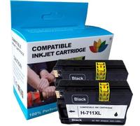 2 Cartuchos de Tinta de Repuesto hp711 CZ133A Negros compatibles con H-/*P 711 XL for impresoras de inyección de Tinta D-signjet T120 T520