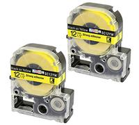 2 Casetes de Cinta compatibles con Epson SC12YW LC-4YBW LC-4YBW9 Negro sobre Amarillo 12mm x 8m para Epson LabelWorks LW-300 LW-300L LW-400 LW-500 LW-600P LW-700 LW-900P LW-1000P King Jim Tepra Pro