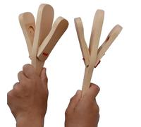 2 castañuelas profesionales, juego individual con asa, castañuela de madera, percusión musical educativa de 8 pulgadas (Burlywood)