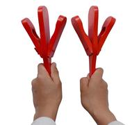 2 castañuelas profesionales, juego individual con asa, castañuelas de madera, percusión musical educativa (rojo)
