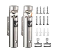 2 ceniceros de pared para exteriores de acero inoxidable, cenicero de pared público con cerradura, resistente a la intemperie, cenicero tubular montado en la pared para restaurantes, oficina, hotel