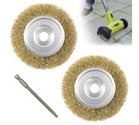 2 cepillos de alambre de repuesto RAC814 compatibles con Ryobi RY18PCA-0 y OPC1800 limpiador de patio para pavimento de bloques, malezas y musgo, cepillo de metal de 115 mm