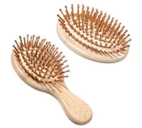 2 cepillos de bambú para el cabello, cepillo redondo para masaje del cuero cabelludo con cojín de aire, peine de madera cepillo de pelo natural para mujeres y hombres, cepillo de masaje portátil para