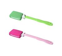 2 cepillos de baño de tela esmeril con mango largo creativo para colgar, artefacto de baño