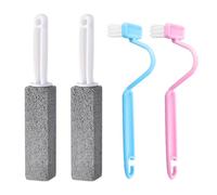2 cepillos de inodoro de mango largo y 2 cepillos de inodoro en forma de U, cepillos de limpieza integrales, cepillos de limpieza de piedra pómez, accesorios de baño, herramientas de limpieza de