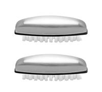 2 cepillos de lavado de manos, cepillo de uñas de acero inoxidable, cepillo de verduras, cepillo de limpieza de uñas, herramientas de limpieza de cocina y baño, 10,2 x 3,2 x 3,3 cm, color plateado