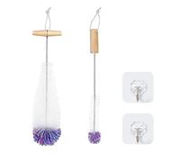 2 Cepillos De Limpieza Para Botellas Con 2 Ganchos, Cepillo Para Botellas De Agua Con Cerdas Suaves Antiarañazos, Para Botellas De Refresco, Botellas De Vidrio, Biberones (Coloridos)