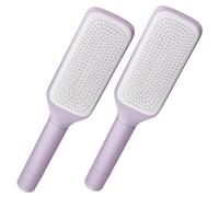 2 cepillos de pelo autolimpiantes, cepillo de pelo retráctil antiestático con un solo clic con mango giratorio, para quitar y limpiar sin esfuerzo, color morado..