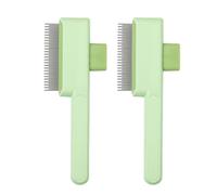 2 cepillos de pelo de perro con diseños de dientes finos para quitar pelos de desprendimiento, botón de autolimpieza, herramienta de aseo de agarre ergonómico, peine de perro para eliminar