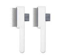 2 cepillos de pelo de perro con diseños de dientes finos para quitar pelos de desprendimiento, botón de autolimpieza, herramienta de aseo de agarre ergonómico, peine de perro para eliminar