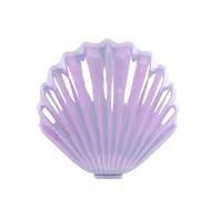 2 cepillos de pelo redondos con espejo pequeño, forma de concha, acabado metálico brillante, plegable, portátil, peine de masaje para el cabello (púrpura, rosa)