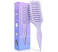2 cepillos de pelo rizado para mujeres y hombres, cepillo 4 en 1 para definir rizos y desenredar, cepillos de peinado antiestáticos antiencrespamiento con forma de media luna y cerdas ultrasuaves