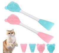 2 cepillos de silicona para el tratamiento de la barbilla del acné para gatos, cepillo de goma para barbillas, acné y exfoliación de puntos negros, costras de barbilla de gato (2 piezas)