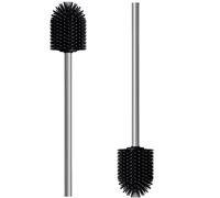 2 cepillos de silicona para inodoro, cerdas suaves mango largo cepillo de limpieza, inodoro en cuclillas, adecuado para inodoros