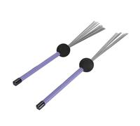 2 Cepillos de Tambor de Alambre de Acero, Tonos Suaves, Diseo Retrctil, Agarre Cmodo, Adecuado para Batera, Instrumentos de Percusin (PURPLE