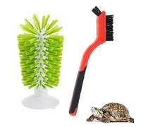 2 cepillos de tortuga con ventosa y exfoliación, accesorios para suministros de tanque (verde)