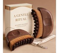 2 cepillos faciales de contorno linfático, mango de madera, cepillo de escultura facial, cepillos Gua Sha secos para levantamiento facial, cepillos faciales para drenaje linfático, cepillos para