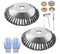 2 cepillos para desbrozadora, 6 Pulgadas + 6 Pulgadas, 25,4 mm, Cepillo de Alambre para desbrozadora, Profesional Cortador de Cepillo de Cono de Alambre,Cepillo Alambre Eliminar Musgo y Maleza