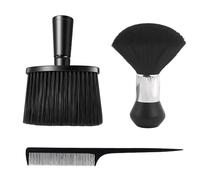 2 cepillos para el cuello de barbero con 1 peine de cola puntiaguda, cepillo de pelo de peluquería con mango, cepillo suave para cabello roto, para limpiar el cabello roto (negro)