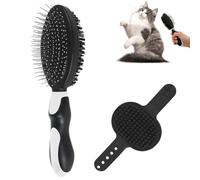 2 cepillos para perros, de baño 2 en 1, para mascotas, de champú para perros, peine de pelo de gato de doble cara con mango TPR, accesorios de baño para mascotas, pelo suelto