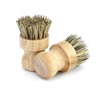 2 cepillos vegetales, cepillo de palma de bambú natural, cepillo para hongos de madera, mango de madera redondo, cepillo de limpieza de cocina para vajilla, olla, ollas