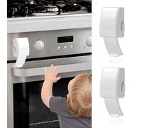 2 cerraduras de puerta de horno a prueba de niños, cerradura frontal para horno, fácil de instalar y usar, material duradero y resistente al calor, sin necesidad de herramientas ni taladros (blanco)