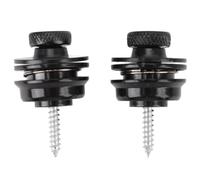 2 cerraduras para correa de guitarra, botones de correa de guitarra, botones de seguridad de hierro, retenedor de correa de caída antideslizante de cabeza redonda plana resistente (Negro)