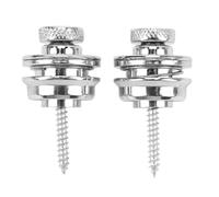 2 Cerraduras para Correa de Guitarra, Botones de Seguridad, Metal Resistente, Cabeza Redonda Plana, Antideslizante, Resistente a Caídas, Herramienta Adecuada para Guitarra (Plata)