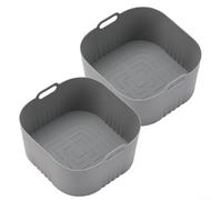 2 cestas antiadherentes de silicona para freidora de aire, resistentes al calor con ranuras elevadas para un mejor flujo de aire y drenaje de aceite para HD9252 HD9200 HD9255 (gris)