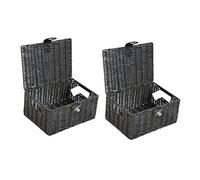 2 cestas de almacenamiento de resina de Arpan con tapa y cerradura (negro - pequeño)