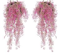 2 cestas de Flores Artificiales en Pared para Sala de Estar, 85 cm Plantas Artificiales Colgantes para el hogar, jardín (Rosa roja)