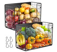 2 cestas magnéticas para frutas colgantes y especias, organizador de cocina, estantería de cocina, sin taladrar, cesta de frutas, frutas y verduras, estante magnético para frigorífico, color negro