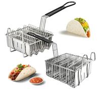 2 Cestas Para FreíR Tacos, Forma De U Y V, Total De 8 Compartimentos | SartéN Con Forma De Taco, Desmontable, Con Marco Reforzado, Para Aperitivos Cocinas DoméSticas Restaurantes Y Fiestas