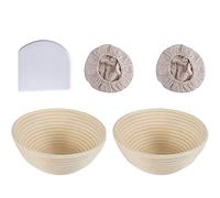2 cestas redondas para prueba de pan | Cesta de mimbre natural para probar pan | Cuenco profesional para hornear | cuenco de prueba de masa de regalo para hornear | Caja de prueba de 22 cm x 8 cm