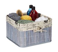 2 cestos almacenamiento grises Cestas para baño bambú Pongotodos para estantería