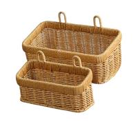 2 cestos de almacenamiento para colgar en la pared, cesta decorativa para flores, tejida a mano