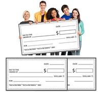 2 cheques falsos gigantes en blanco, cheques de presentación de gran tamaño, cheques grandes de presentación para premios de donación, recaudación de fondos, caridad, 30 x 16 pulgadas (minimalista)