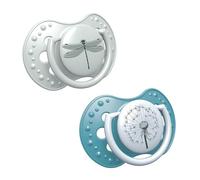 LOVI Mini chupetes para bebé, 0-3 Meses, con Tetina de Silicona, sin BPA, Punta Dinámica, Colección Botanic, 2 piezas, Gris