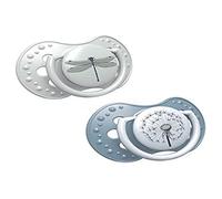 LOVI chupetes para bebé, 6-18 Meses, con Tetina de Silicona, sin BPA, Punta Dinámica, Colección Botanic, 2 piezas, Gris