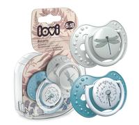 LOVI chupetes para bebé, 6-18 Meses, con Tetina de Silicona, sin BPA, Punta Dinámica, Colección Botanic, 2 piezas, Gris
