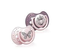 LOVI chupetes para bebé, 3-6 Meses, con Tetina de Silicona, sin BPA, Punta Dinámica, Colección Botanic, 2 piezas, Rosa